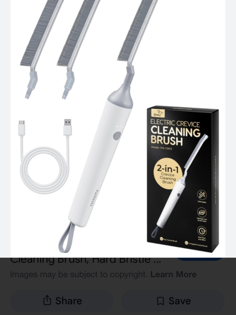 Electric Crevice Cleaning Brush - White